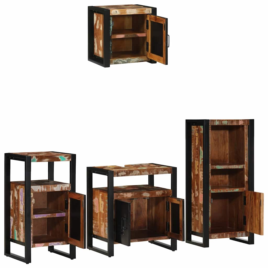 Bathroom Furniture Set with Shelf 4 pcs Solid Reclaimed Wood