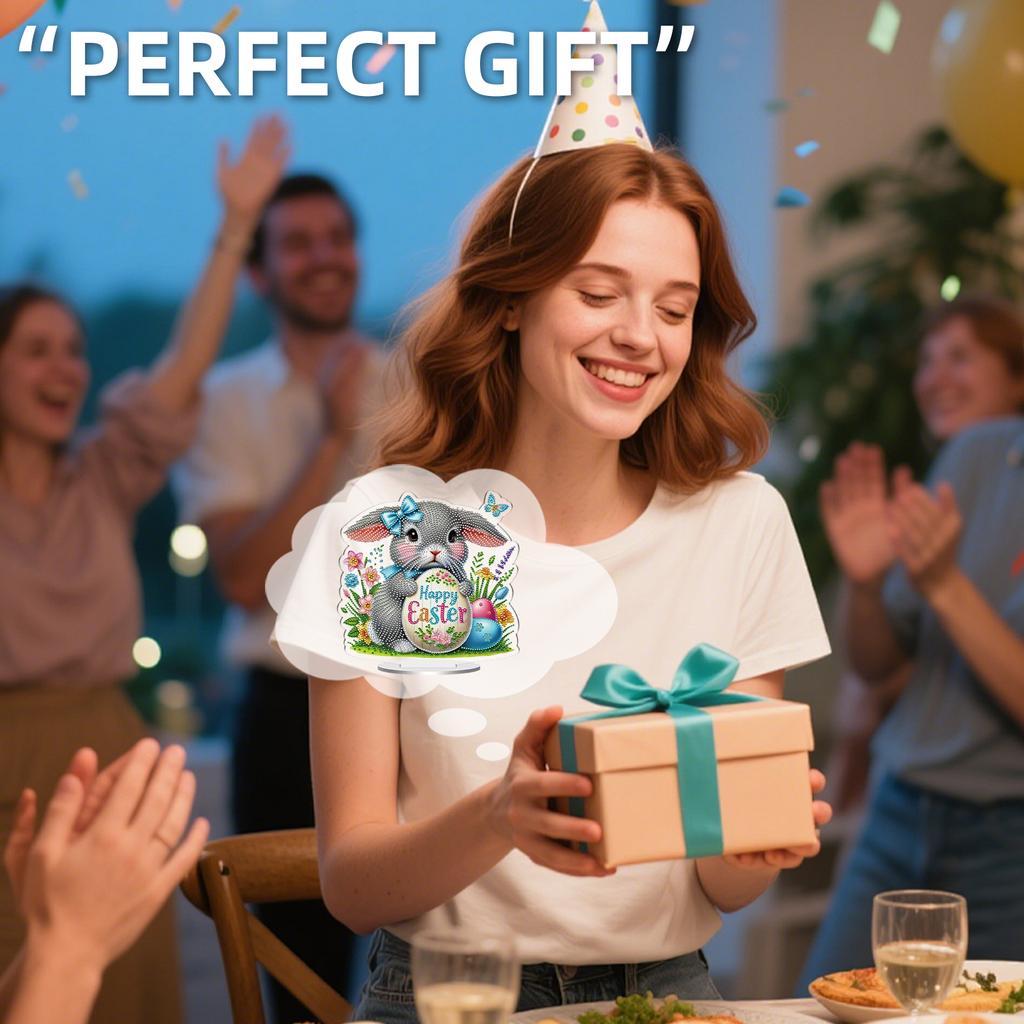 2D/Flat DIY Diamond Painting Tabletop Ornaments Kit Double Sided Print Single Side Drill for Living Room Home Office Decoration