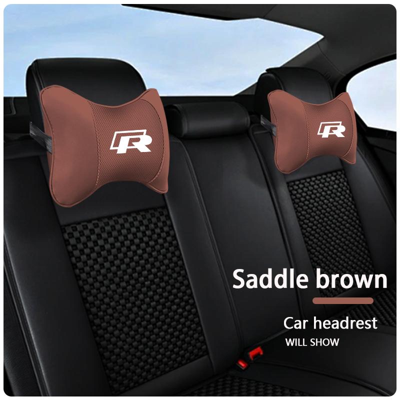 Keychain Leather Car Seat Headrest Memory Foam Comfort Neck Pillow Auto Interiors For Volkswagen VW T5 ID3 Tiguan GTI RLine Golf RB6