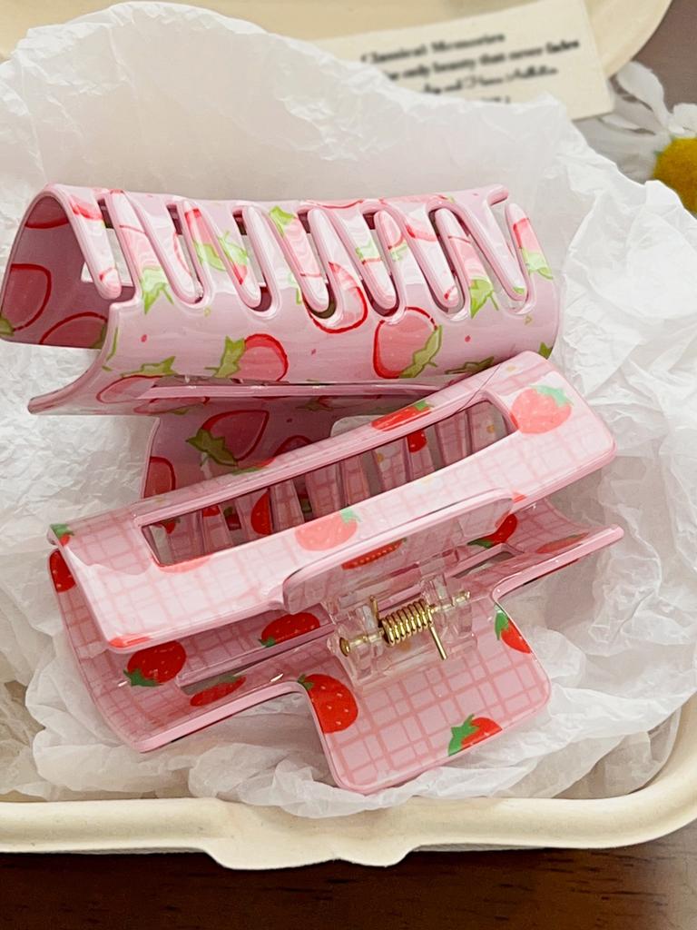 2Pcs Fruit Pattern Fun Hair Claw Clip,Summer Cute Fruit Hair Clip Jewelry for Women/Girls,Large Hair Claw Clip for Women