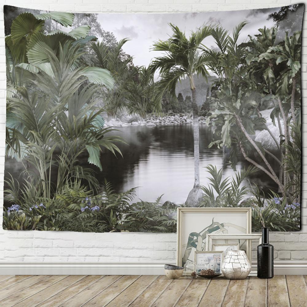 Tapiserie Papagal în ceață Psihedelic Hippie Tapiz Boho Mural Agățat pe perete Decor estetic pentru cameră