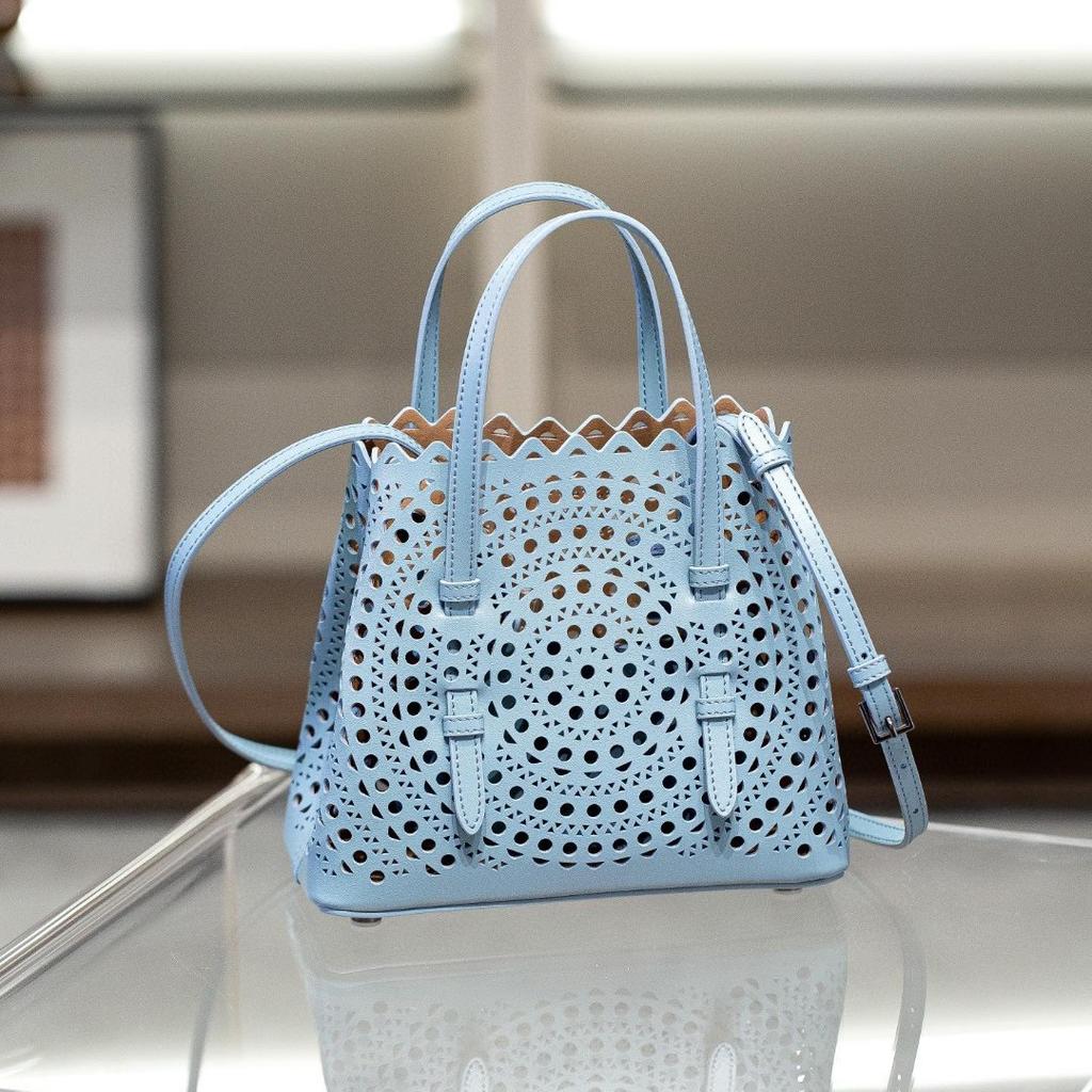 Borsa da Donna in Pelle Bohemien 20 Borsa Cesto di Verdura Traforata Pelle di Vitello Romantica Francese Borsa a Tracolla Portatile