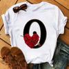 Rose ABC Alphabet Graphic Print White Tee Women Casual Loose Oversize Shirt Top Daily Wear Durable Plus Size Short Sleeve