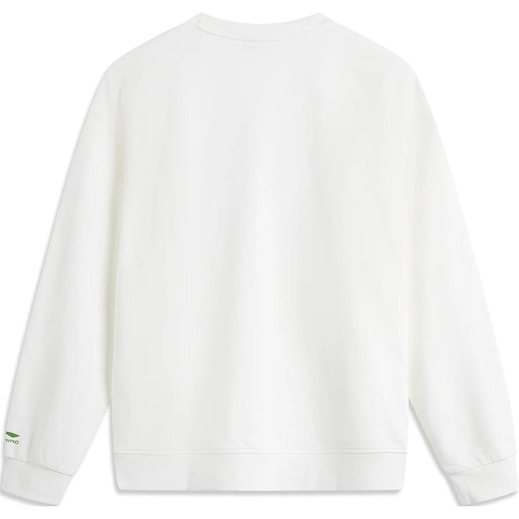 Li Ning Sportmode-Serie Bequemes lässiges Sweatshirt mit Buchstabenaufdruck, locker, Rundhalsausschnitt, Unisex-Sweatshirt, Off-White, AWDUE93-2