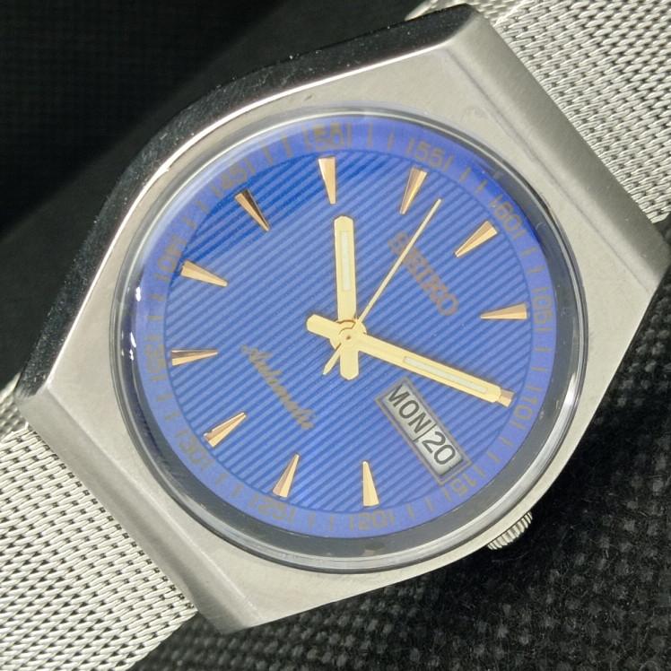 

USED VINTAGE SEIKO AUTOMATIC 6309A JAPAN MENS DAY/DATE BLUE WATCH 608i-a316834-9 SKU608i-a316834