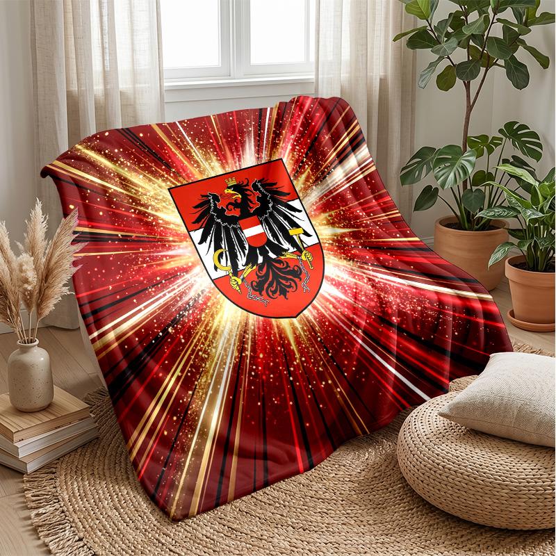 Österreich Fußball Bedruckte Flanelldecke Hautfreundlich Warm Dekorativer Überwurf für Innen Couch Bett Tägliche Nutzung