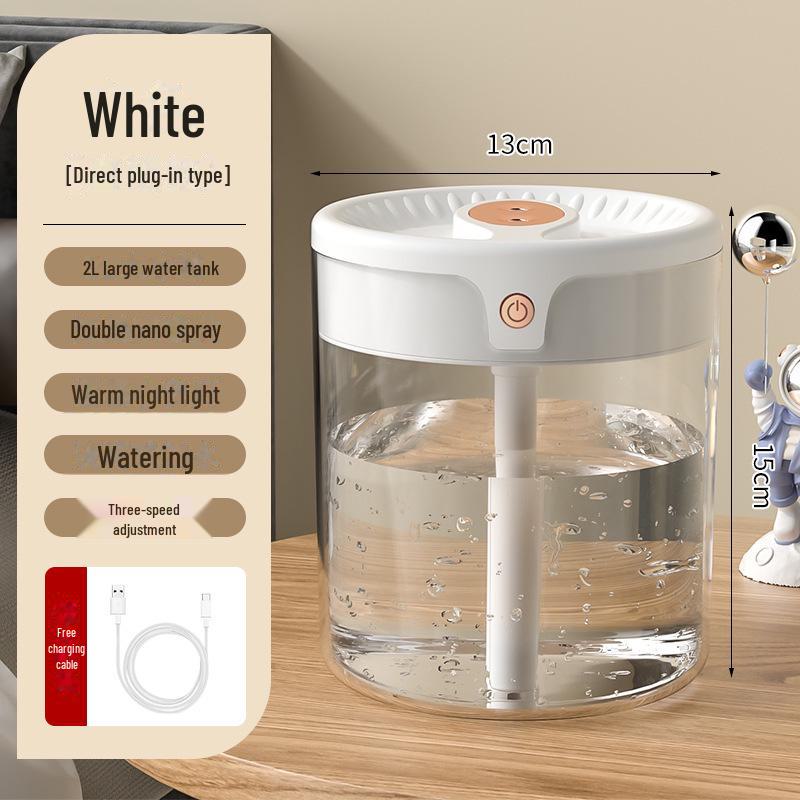 

Портативный ультразвуковой увлажнитель воздуха USB - бесшумный и мощный для общежития, дома, офиса straight plug, Upgraded белый