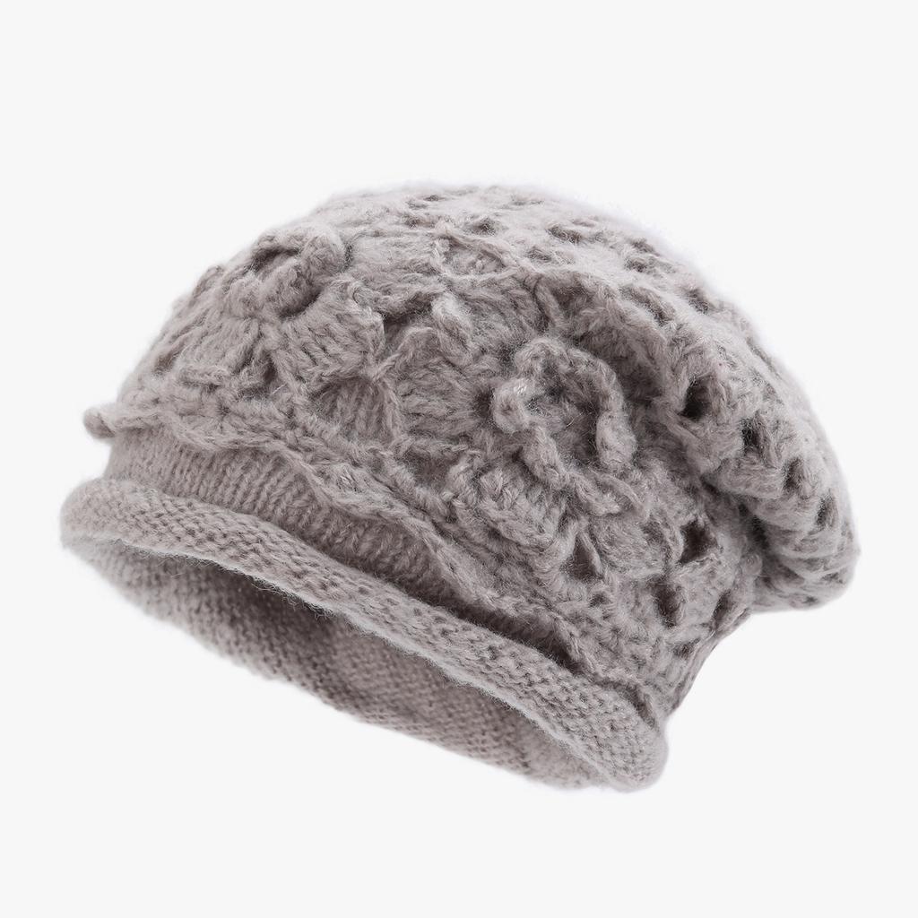 Handmade crochet double-layer thermal bald hat autumn and winter thickened hat women's new ethnic style knitted wool stacking hat