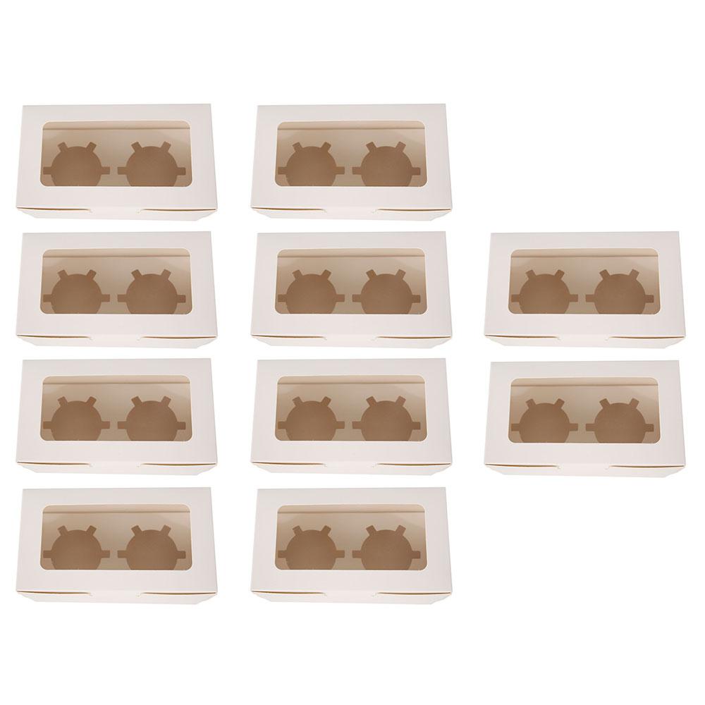10Pcs Cupcake Boxes Cake Boxes with Clear Window 2/4/6 Holes Muffin Boxes for Holidays Weddings Birthdays Party Favors