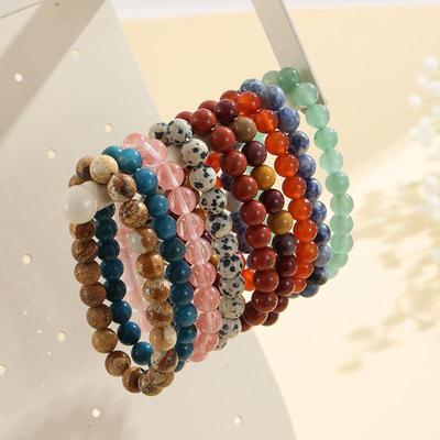 Armband med 8 mm natursten: Smycken med ametist, tigeröga och agat