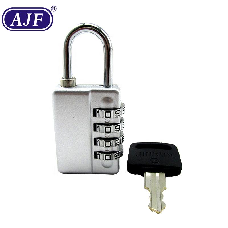 AJF 4 Digit Decoding Combination Lock Double Open Small Padlock Zinc Alloy Silver Black 30mm Luggage Bag Toolbox Closet