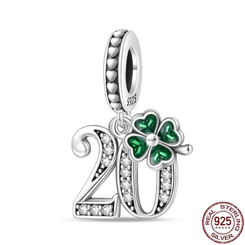 Genuine New Product Copper Lucky Number Pendants Fits Pan Bracelets DoItYourself Charms For Women Jewellery Fashion Gifts
