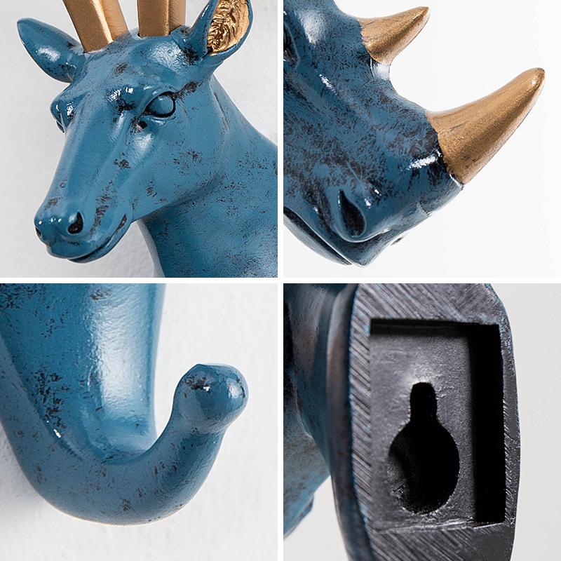 Wall Mounted Animal Head Rack Coat Cap Wall Hanger Horse Giraffe Elk Elephant Hook Decorative Room Decor Bathroom Accessory