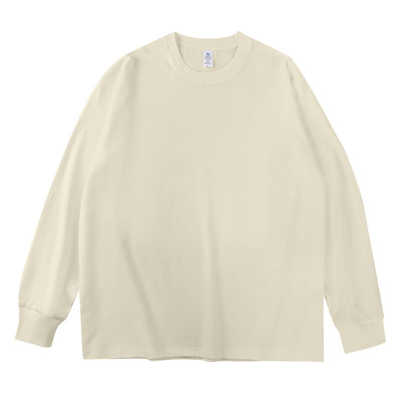 Unisex Ribbed Long-Sleeve Pure Cotton Sweatshirt T-Shirt | Casual Loose Base Layer