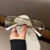Oversized Sunglasses Lightweight Bronze Metal Frame Shades Unisex  Sunglasses Trendy Half Rimless Sunglasses For Driving