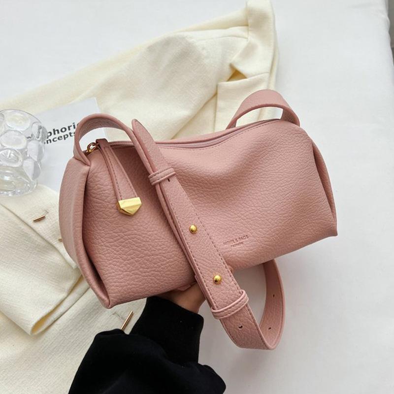 Purse for Ladies Large Capacity Oneshoulder Boston Bag Modern Niche Texture Underarm Pillow Bag