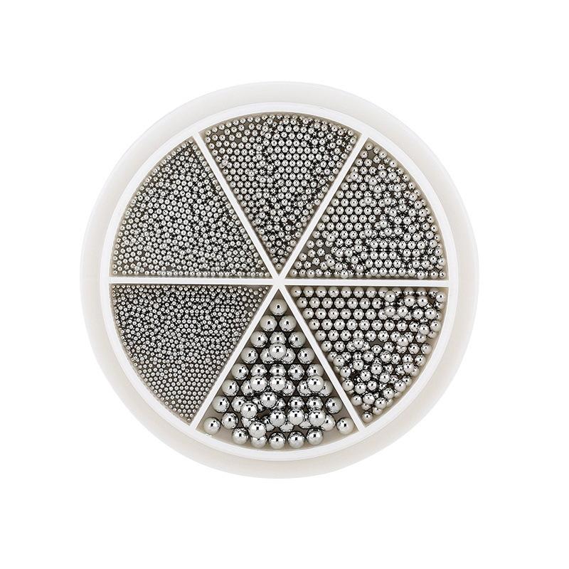 6 Grid Small Steel Ball Nail Art Jewelry Metal Gold Silver Rose Gold Nail Art Steel Ball Small Nail Art Jewelry Mixed