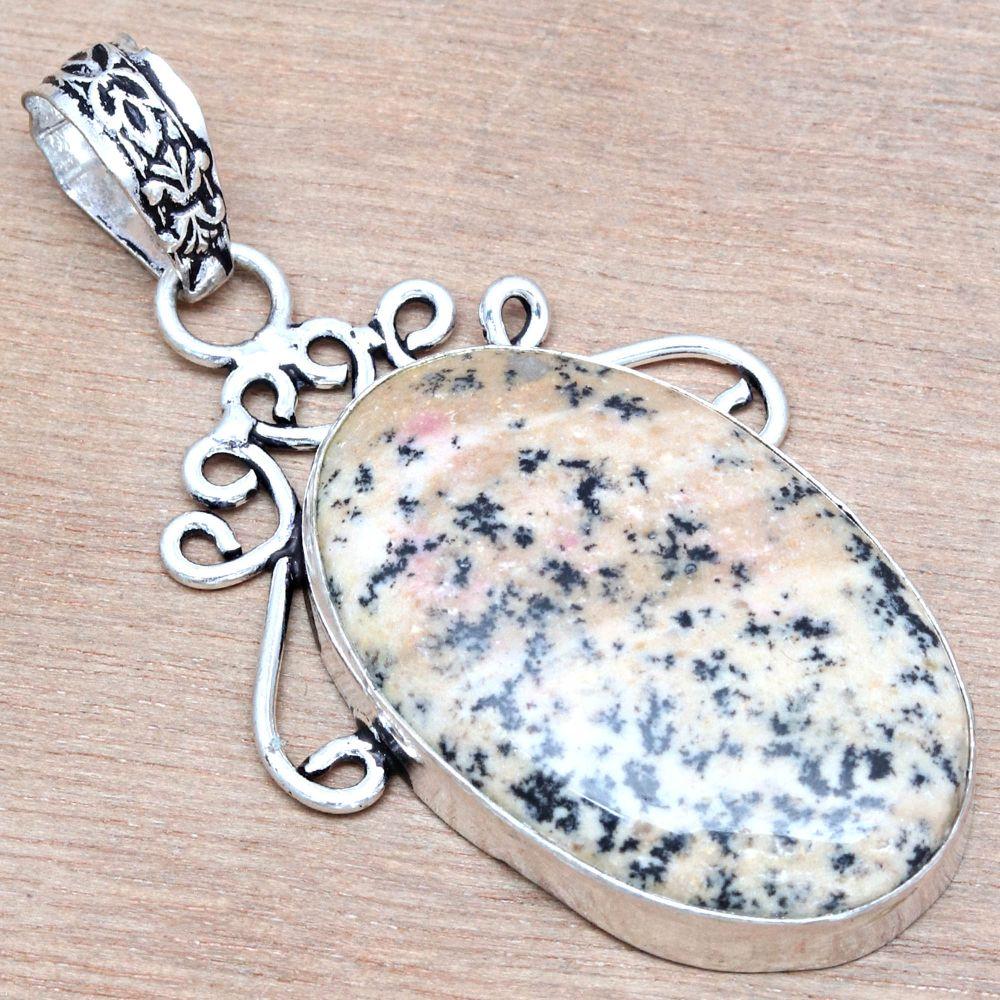 Pendant Hunny Dendritic Opal Gemstone Mother'Day Silver Jewelry 2"