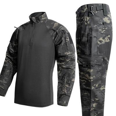 Herren Taktisches Tarnuniform Set für Training Outdoor Wandern Jagd Schnelltrocknend Atmungsaktiv Militärstil Hemd Hose