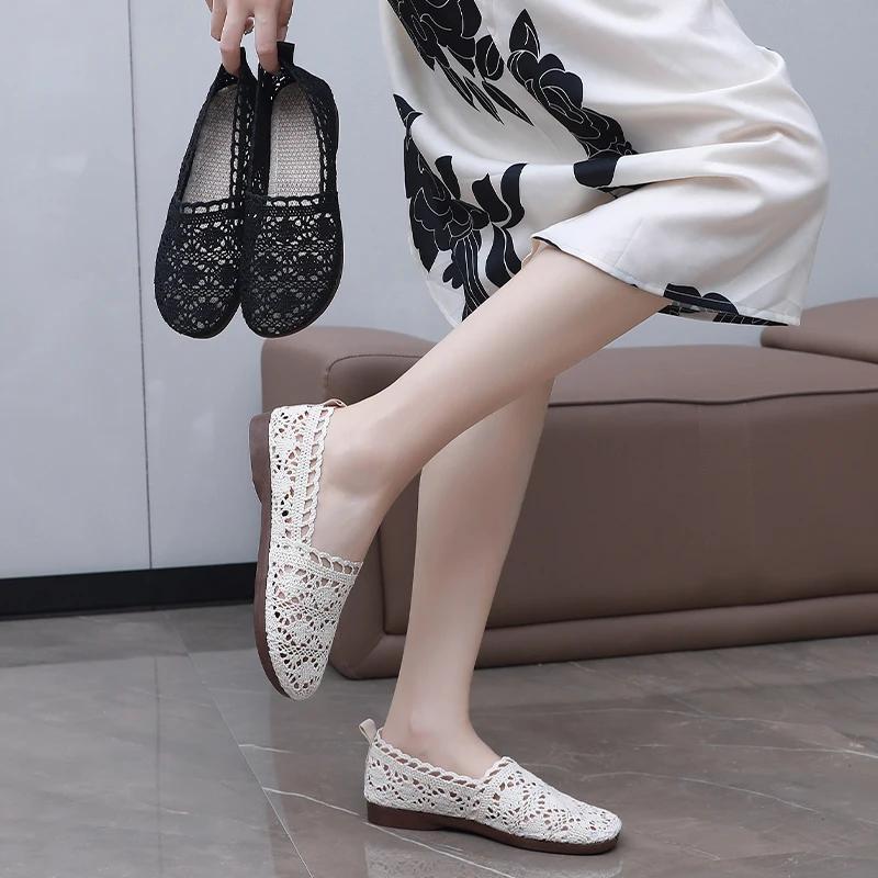 Fashion women's shoes  casual sneaker Lace Mesh Hollow Out Fashion Trendy Elegant Comfortable Flat women's summer shoes