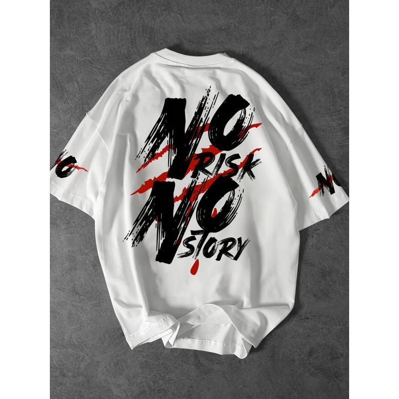 Men's Risk-Free Bold Print Casual Streetwear T-Shirt - Graphic Design