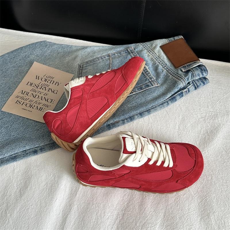 2025 Summer New Retro Color Matching Forrest Gump Shoes Women's Versatile Casual Sports Shoes Flat Comfortable Lace-up German Training Shoes