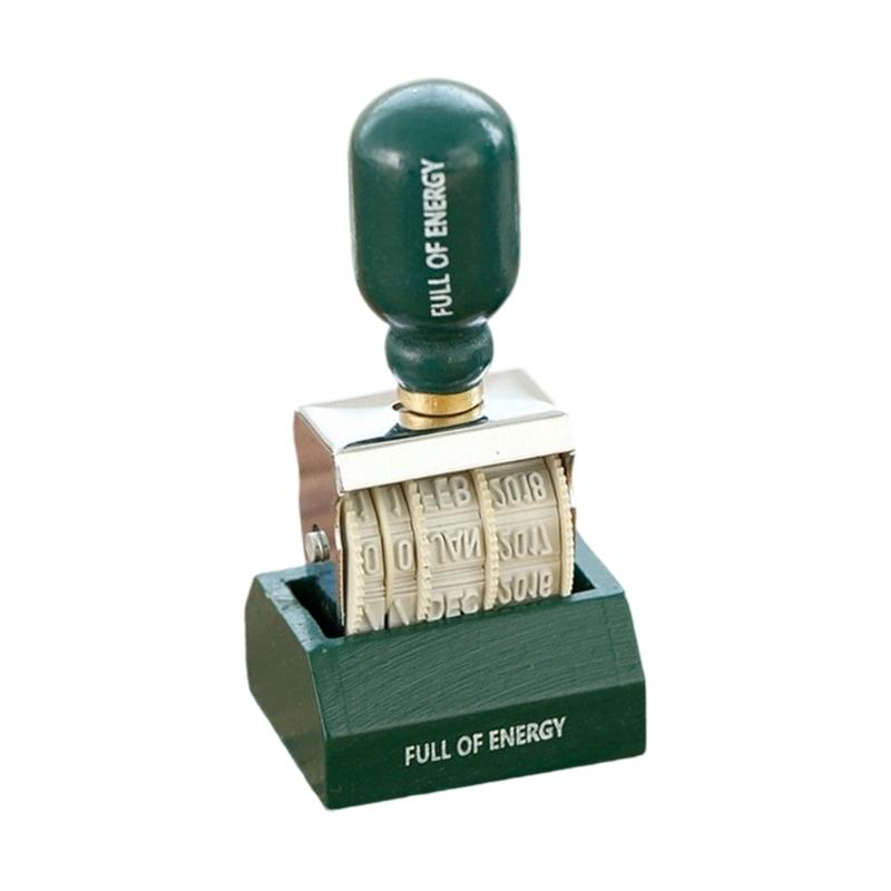 

Rotating Rubber Stamper Line Dater Office Stamping Tool Adjustable Knob Date Marker For Journals Scrapbooking зелёный