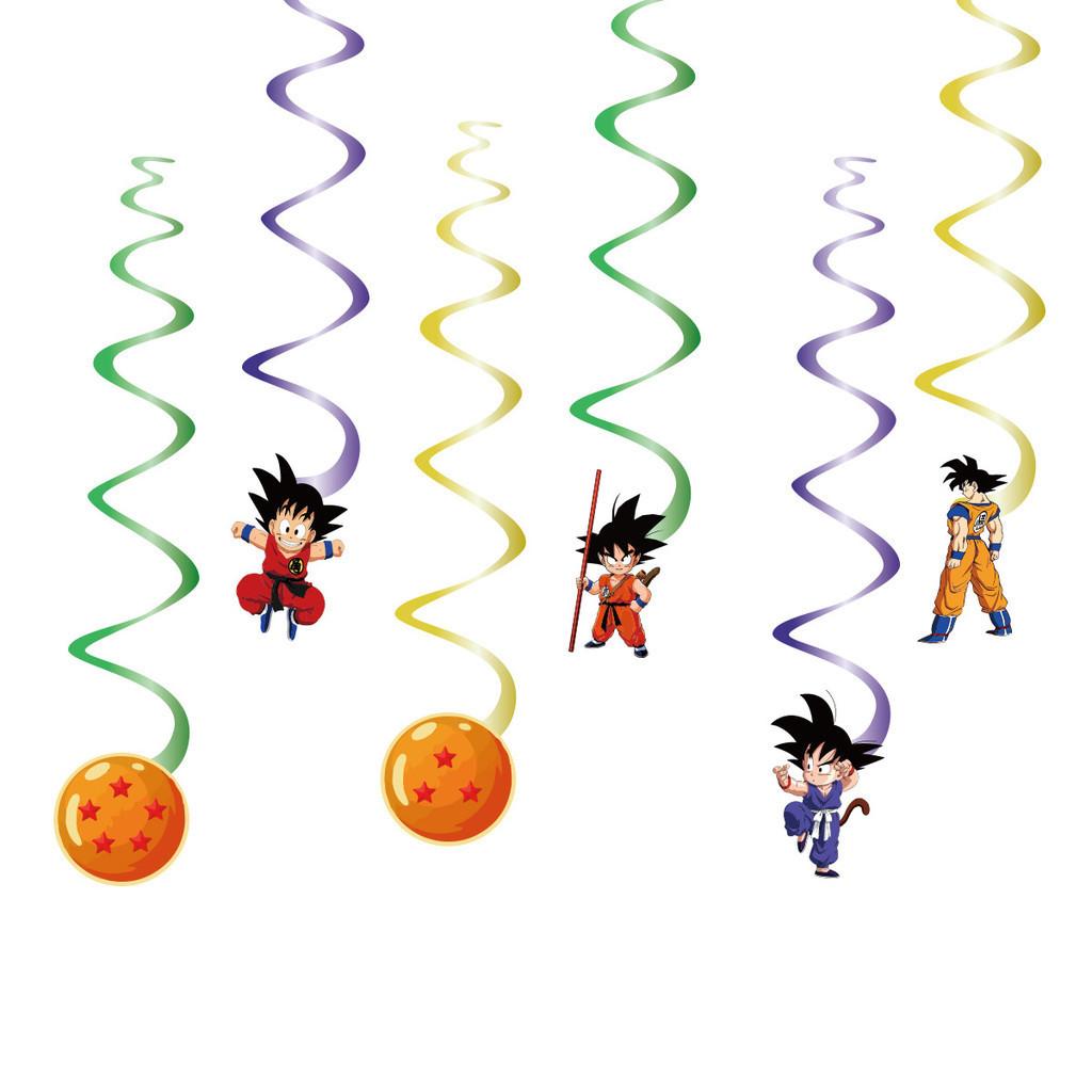 Ball Theme Birthday Party Decoration Sun Wukong Anime Spiral Cake Insert Pull Flag Aluminum Foil Balloon