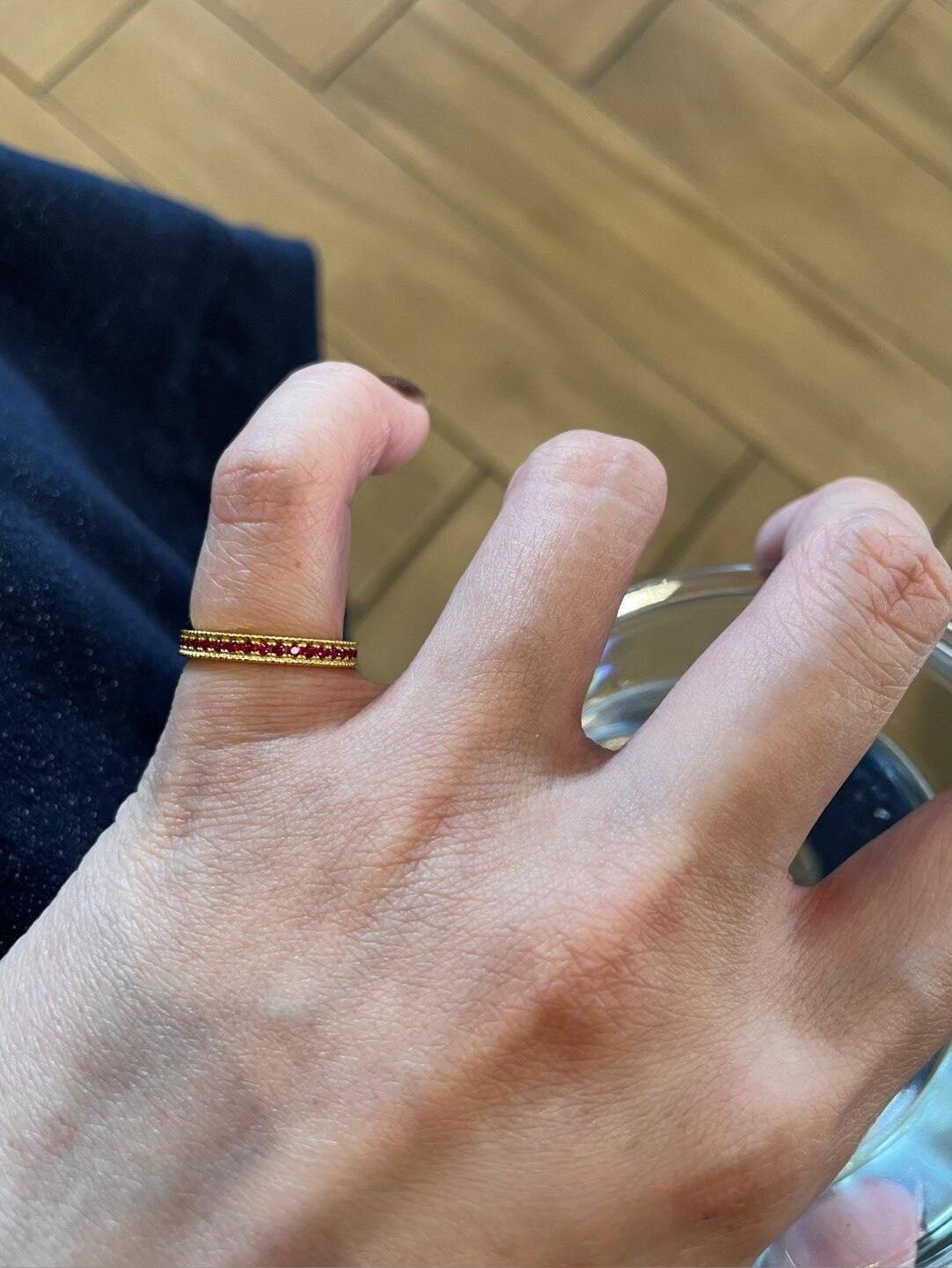 Xiaohongshu Women s Unique Imitation Ruby & Diamond Ring - Versatile Index Finger Design Adjustable