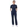 Women Color Block Scrub Romper Short Sleeve Front Zipper Straight Leg Jumpsuit Medical Workwear for Doctor Nurse Salon