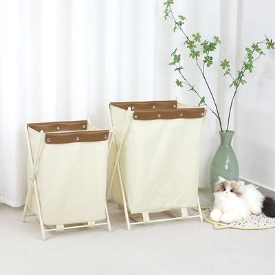Foldable Fabric Laundry Basket with Iron Frame for Dorm and Bathroom