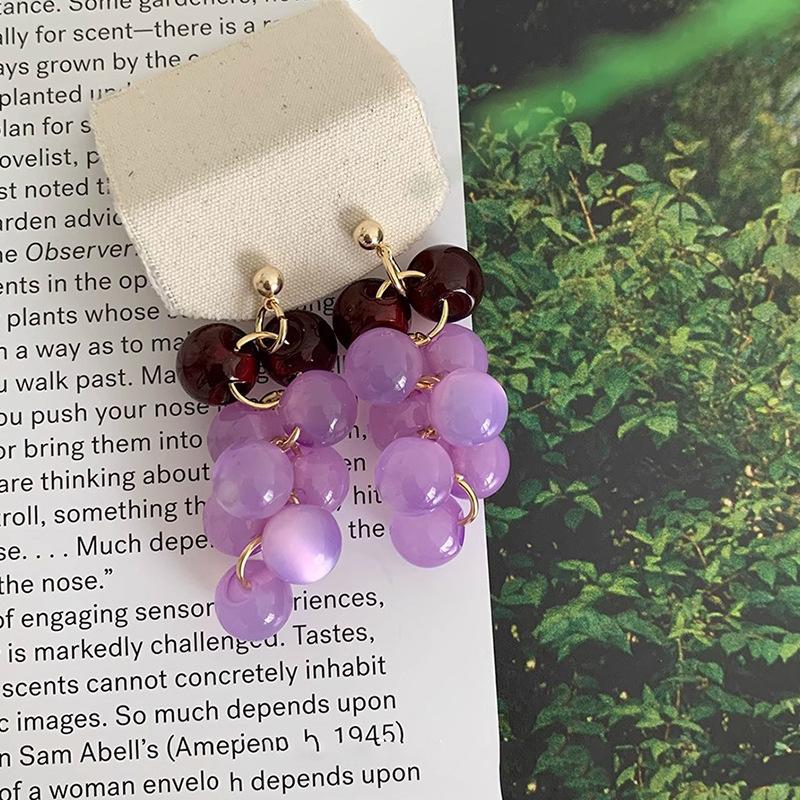 Orecchini a Nappa Viola Uva - Stile Foresta per Donna, Carini e Versatili