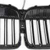 Double Slat Gloss Black Front Grill Grille Fit BMW 7 Series G11 G12 2019-2022