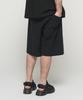 CARGOBROS Linen-Like Pintuck Wide Shorts (Black)