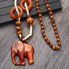 Kalung Resin Kayu Bohemian Wanita Gaya Etnis Retro Gajah Manik-manik Gantungan Sweater Rantai Aksesori Ledakan