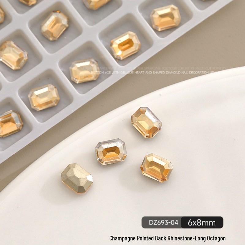 K9 Champagne Nail Art Rhinestone Jewelry - High Quality Irregular Crystal, Fat Square, Water Drop, Heart-Shaped Decorations