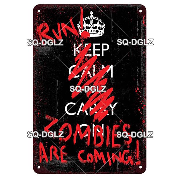 Zombie Dog Metal Sign Vintage Warning Plaque Wall Decor Man Cave Gift
