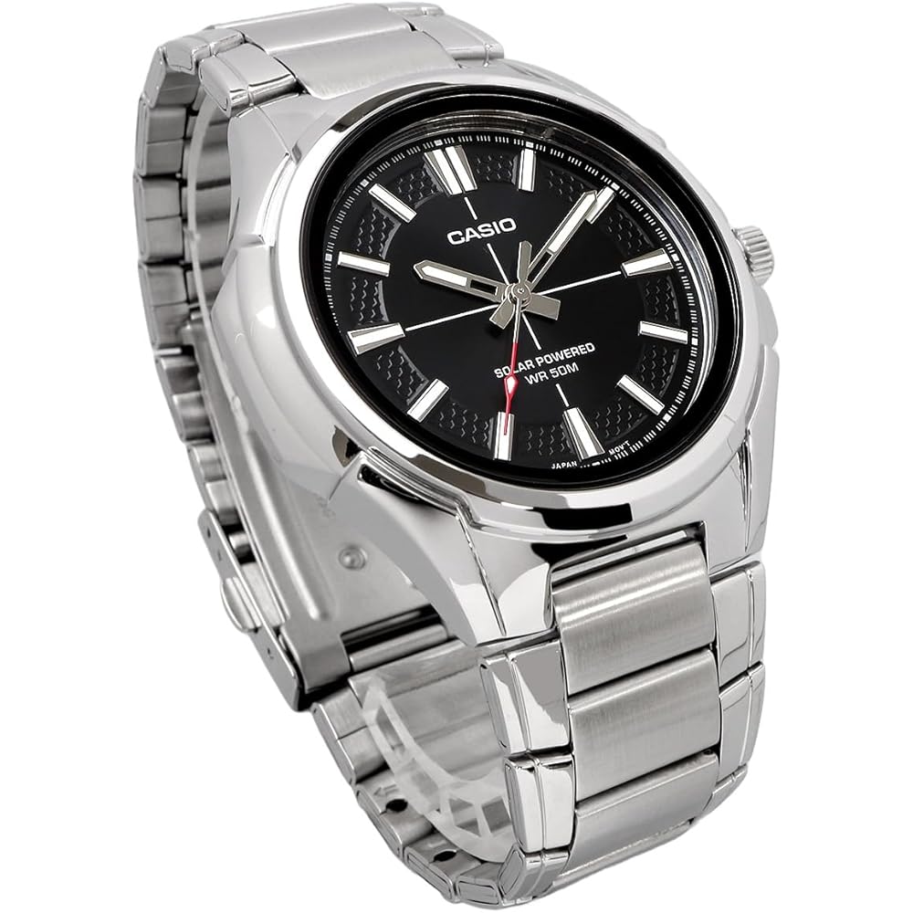 Casio Standard Solar Analog Men's Watch 5ATM Water Resistant Black Metal Band MTP-RS100D-1AV