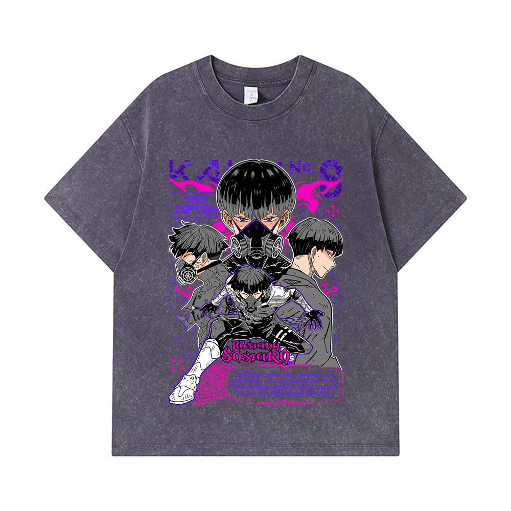 275 GSM Washed T-shirts 100% Cotton Kaiju No 8 V10 Soshiro Print Unisex Heavy Cotton T Shirt