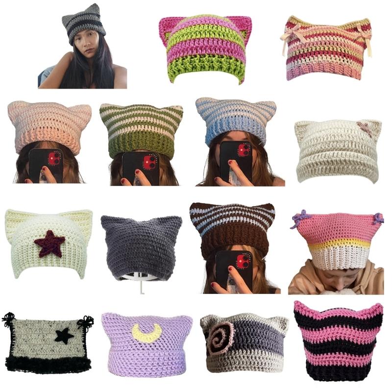 Fashion Women Beanie Hat Lovely Girls Devil Ear Knit Hats Photography Headwear