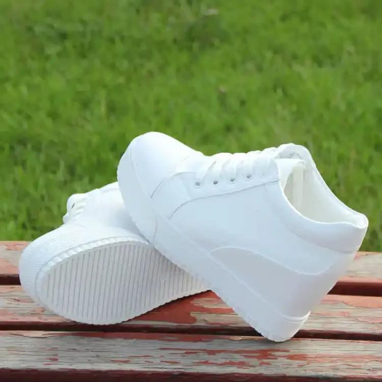 Fashion 2024 White Hidden Slope Heel Casual Sports Shoes Women's Spring Sports Shoes High Platform High Heel Vulcanized Shoes