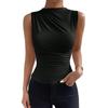 2025 Fashion Sleeveless Semi-high Neck Ruched Pullover Vest
