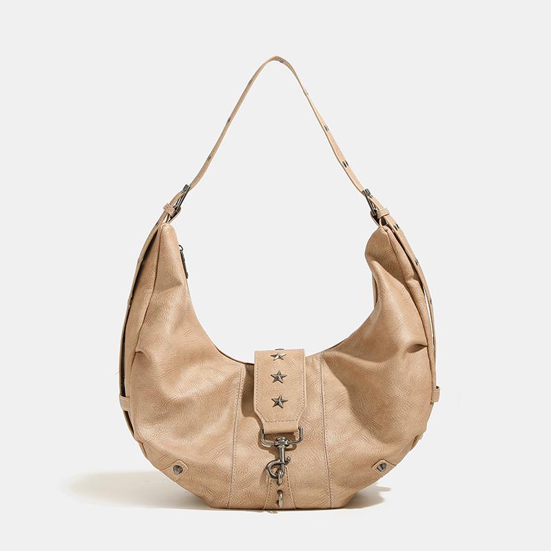 Large capacity half-moon tote sacks for women luxury designer bags and purses new in vintage rivet shoulder crossbody bag