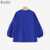 ZANZEA Women Casual V-Neck Solid Color Loose 3/4 Sleeve Blouse
