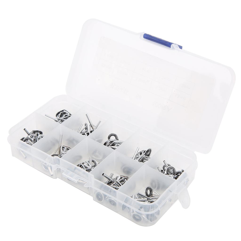 100 Stück Angelruten-Ringe Set Keramik-Ringe Set in Box Angelruten-Zubehör