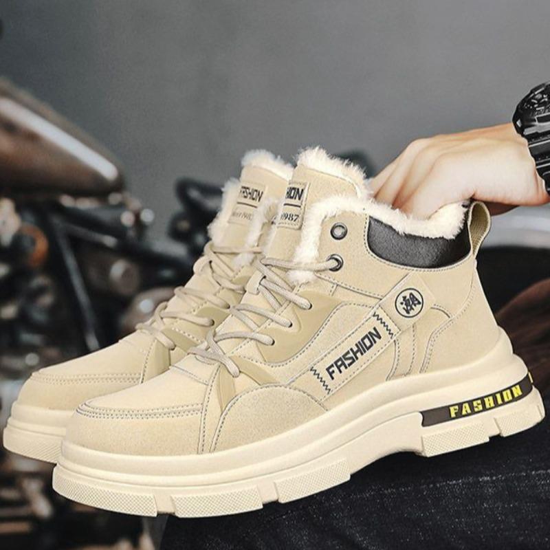 Men Super Thick Fleece Lined Snow Boots Outdoor Hiking Warm Winter Cotton Shoes