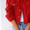 Women's Cropped Denim Jacket Casual Button Down Long Sleeve Coat Fall Spring