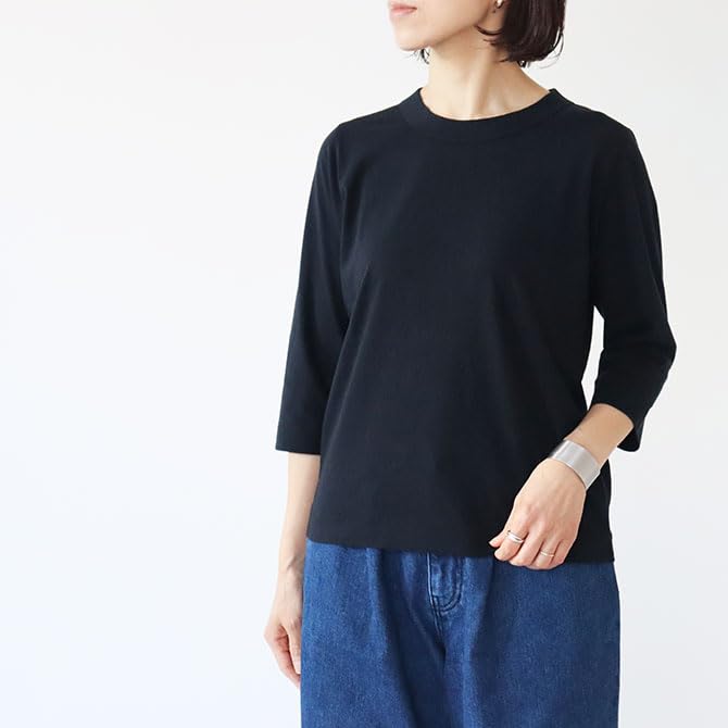 Homspun Sleeve Jersey 6450 Women's 3/4 T-Shirt (Black) (Medium)