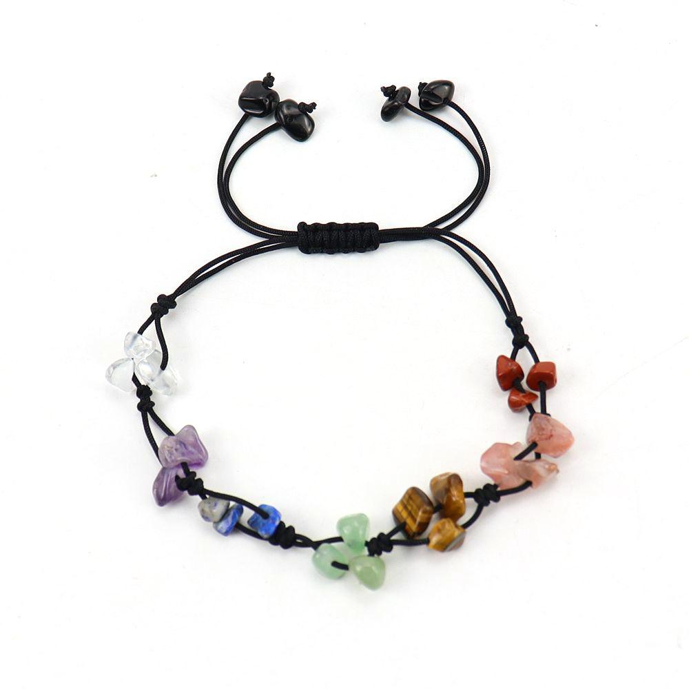 Vintage Hand-Woven Natural Crystal Agate Gravel Bracelet Adjustable B74