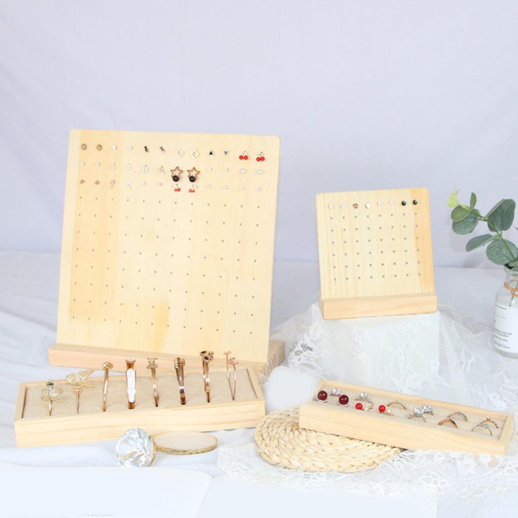 28/66 Pairs Hole Wood Jewelry Holder for Earrings Multi Tiers Ear Stud Organizer Stylish Jewelry Presentation Shelf